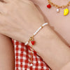 Women's Stainless Steel Bracelet With Fruit And Geometric Pattern And Strawberry Pendant Electroplated