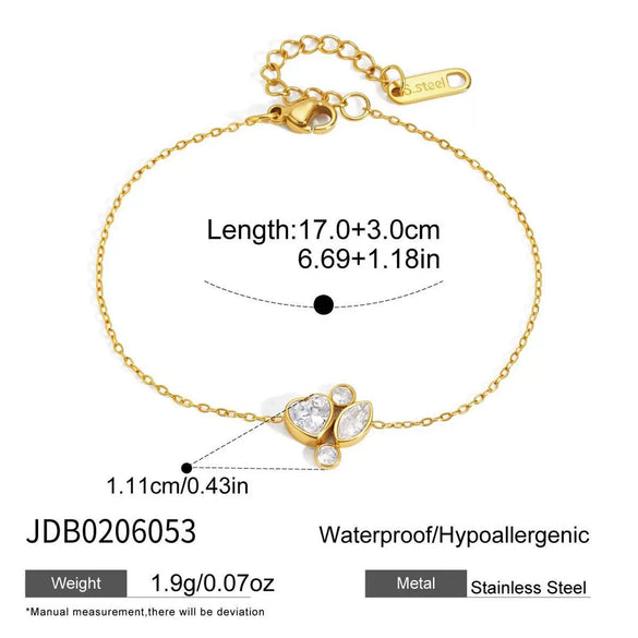 Women's Stainless Steel Bracelet With Geometric Letter Design And Zirconia Accent Electroplated Hypoallergenic Jewelry Gift Set