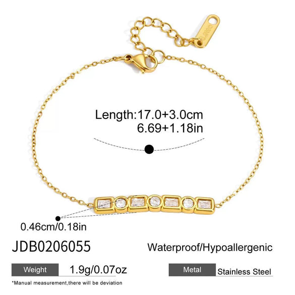 Women's Stainless Steel Bracelet With Geometric Letter Design And Zirconia Accent Electroplated Hypoallergenic Jewelry Gift Set