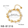 Women's Stainless Steel Bracelet With 18K Gold Plating Five Point Star And Water Drop Geometric Design With Zircon Inlay