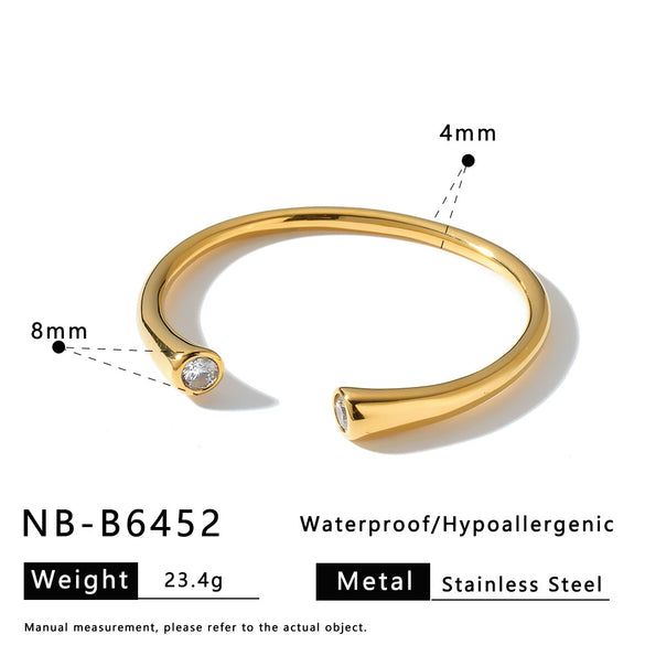Women's Stainless Steel Bracelet With 18K Gold Vacuum Plating Heart And Rhombus Design Zircon Rhinestone Accents