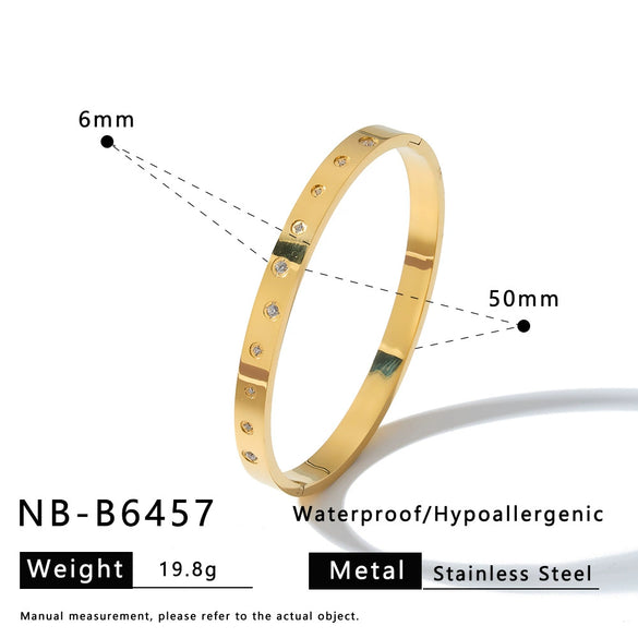 Women's Stainless Steel Bracelet With 18K Gold Vacuum Plating Heart And Rhombus Design Zircon Rhinestone Accents