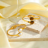 Women's Stainless Steel Bracelet With 18K Gold Vacuum Plating Imitation Pearl And Tiger Eye Inlay Non Fading Fashion Accessory
