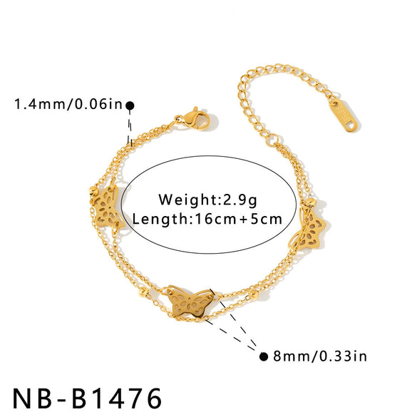 Women's Stainless Steel Bracelet With 18K Vacuum Plating Hollow Butterfly Geometric Design Light Luxury Fashion Jewelry