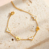 Women's Stainless Steel Bracelet With 18K Vacuum Plating White Shell Inlay Geometric Heart Pattern And Hollow Heart Design