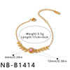 Women's Stainless Steel Bracelet With Natural Stone Inlay Geometric Leaf Chain Design And 18K Vacuum Plated Finish