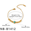 Women's Stainless Steel Bracelet With Natural Stone Inlay Geometric Leaf Chain Design And 18K Vacuum Plated Finish