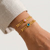 Women's Stainless Steel Bracelet With Natural Stone Inlay Geometric Leaf Chain Design And 18K Vacuum Plated Finish
