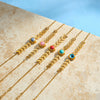 Women's Stainless Steel Bracelet With Natural Stone Inlay Geometric Leaf Chain Design And 18K Vacuum Plated Finish