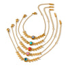 Women's Stainless Steel Bracelet With Natural Stone Inlay Geometric Leaf Chain Design And 18K Vacuum Plated Finish