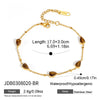 Women's Stainless Steel Bracelet With Natural Tiger's Eye And Lapis Lazuli Geometric Design Hypoallergenic Jewelry