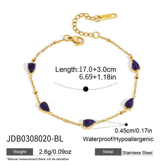 Women's Stainless Steel Bracelet With Natural Tiger's Eye And Lapis Lazuli Geometric Design Hypoallergenic Jewelry