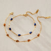 Women's Stainless Steel Bracelet With Natural Tiger's Eye And Lapis Lazuli Geometric Design Hypoallergenic Jewelry