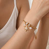 Women's Stainless Steel Bracelet With Pearl Zircon And Rhinestone Eight Pointed Star Geometric Design 18K Gold Plated