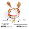 Women's Stainless Steel Braided Adjustable Bracelet With Rainbow Love Tassel Electroplating Design
