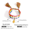 Women's Stainless Steel Braided Adjustable Bracelet With Rainbow Love Tassel Electroplating Design