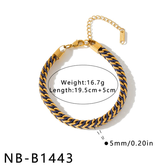 Women's Stainless Steel Braided Rope Bracelet With Geometric Design And 18K Vacuum Plated Finish Fashion Jewelry