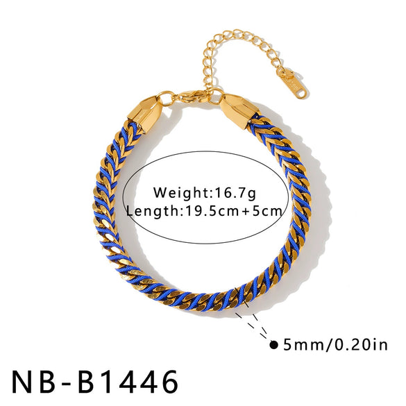 Women's Stainless Steel Braided Rope Bracelet With Geometric Design And 18K Vacuum Plated Finish Fashion Jewelry