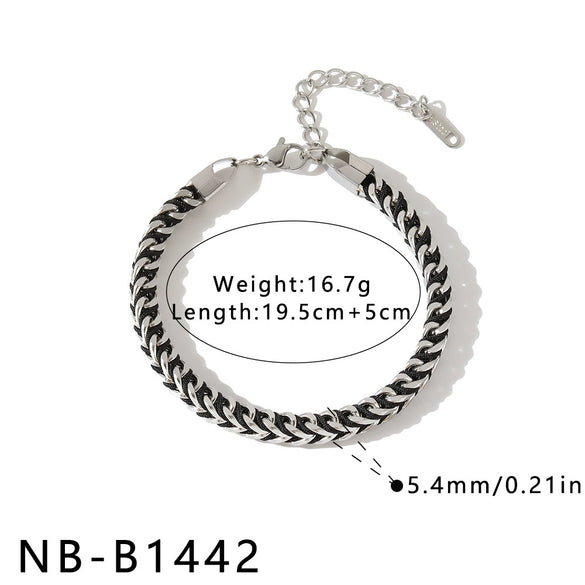 Women's Stainless Steel Braided Rope Bracelet With Geometric Design And 18K Vacuum Plated Finish Fashion Jewelry