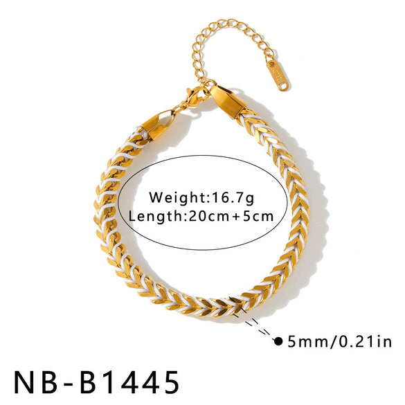 Women's Stainless Steel Braided Rope Bracelet With Geometric Design And 18K Vacuum Plated Finish Fashion Jewelry