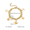 Women's Stainless Steel Butterfly Beaded Bracelet With Natural Stone Electroplated Animal Geometric Design