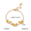 Women's Stainless Steel Butterfly Beaded Bracelet With Natural Stone Electroplated Animal Geometric Design