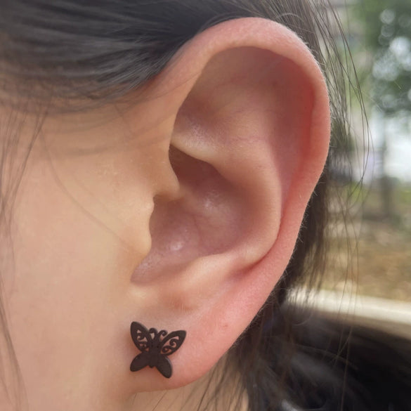 Women's Stainless Steel Butterfly Earrings With Electroplated Insect Design Simple Stylish Animal Fashion Jewelry