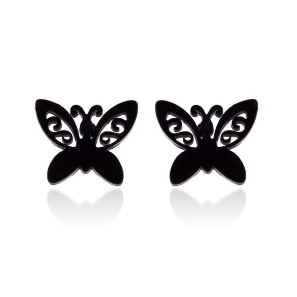 Women's Stainless Steel Butterfly Earrings With Electroplated Insect Design Simple Stylish Animal Fashion Jewelry