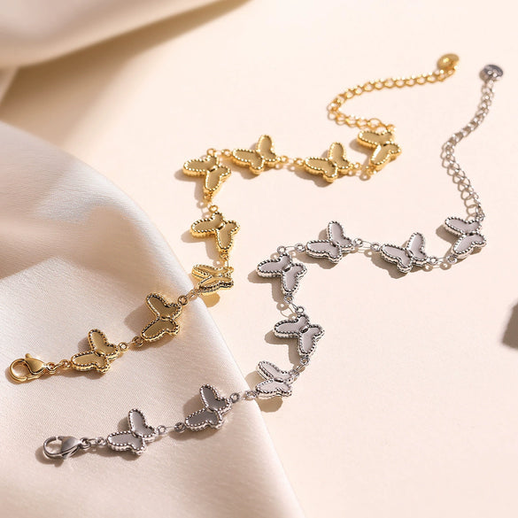 Women's Stainless Steel Butterfly Geometric Style Electroplated Bracelet Hand Jewelry