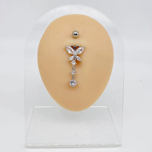 Women's Stainless Steel Butterfly Heart Tree Of Life Navel Ring Piercing Jewelry Electroplated