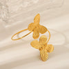 Women's Stainless Steel Butterfly Open Bracelet With Electroplating Treatment Light Luxury Elegant Style