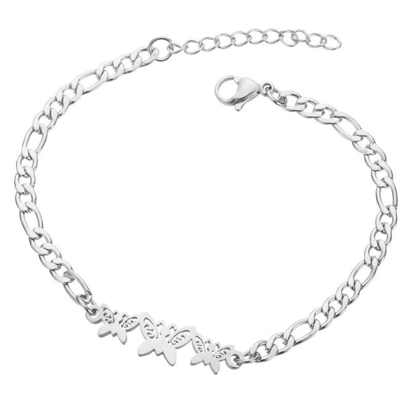 Women's Stainless Steel Butterfly Snowflake Elephant Love Couple Moon Star Bracelet With Electroplating Patterned With Animals And Zodiac