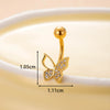 Women's Stainless Steel Butterfly Zircon Belly Button Ring Electroplated Fashion Abdominal Puncture Jewelry