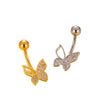 Women's Stainless Steel Butterfly Zircon Belly Button Ring Electroplated Fashion Abdominal Puncture Jewelry