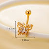 Women's Stainless Steel Butterfly Zircon Belly Button Ring Electroplated Fashion Abdominal Puncture Jewelry