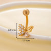 Women's Stainless Steel Butterfly Zircon Belly Button Ring Electroplated Fashion Abdominal Puncture Jewelry
