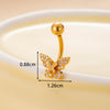 Women's Stainless Steel Butterfly Zircon Belly Button Ring Electroplated Fashion Abdominal Puncture Jewelry