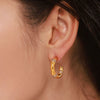 Women's Stainless Steel C Shaped Geometric Diamond Earrings Pvd Plated 18K Real Gold