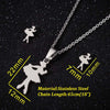 Women's Stainless Steel Cartoon Ballet Girl Jewelry Set With Electroplated Necklace And Earrings