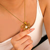Women's Stainless Steel Cast Flower 18K Gold Plated Necklace With Pearl And Twist Chain New Fashionable Simple Design