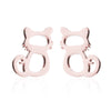 Women's Stainless Steel Cat Animal Earrings And Necklace Set Cute Hollow Design Electroplated Jewelry