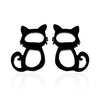 Women's Stainless Steel Cat Animal Earrings And Necklace Set Cute Hollow Design Electroplated Jewelry