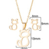 Women's Stainless Steel Cat Animal Earrings And Necklace Set Cute Hollow Design Electroplated Jewelry