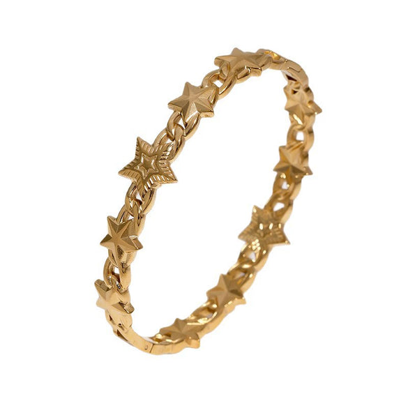 Women's Stainless Steel Chain Bracelet With Five Pointed Star Design Modern Minimalist Plated Jewelry Accessory