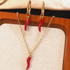 Women's Stainless Steel Chili Necklace And Earrings Jewelry Set Electroplated Fruit Design Light Luxury Fashion Accessories