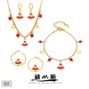 Women's Stainless Steel Christmas Tree Jewelry Set With Enamel Glaze And Zircon Inlay Necklace Bracelet And Earrings