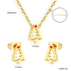 Women's Stainless Steel Christmas Tree Necklace And Earrings Set With Hollow Oil Drip Design Electroplated Fashion Jewelry