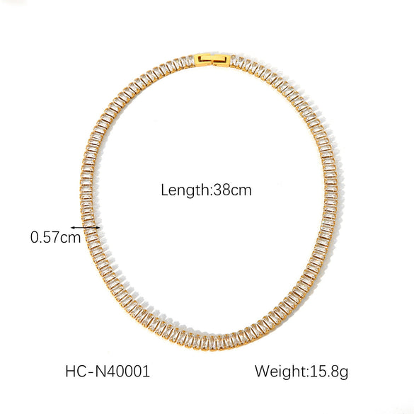 Women's Stainless Steel Clavicle Chain Jewelry With Inlaid Zircon And Geometric Pattern