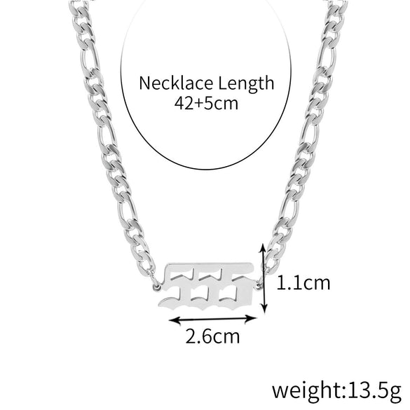 Women's Stainless Steel Clavicle Chain Necklace With Polishing Treatment And Letters Numbers Text Pendant