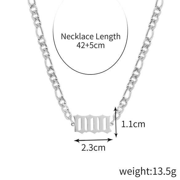 Women's Stainless Steel Clavicle Chain Necklace With Polishing Treatment And Letters Numbers Text Pendant